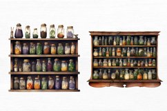 Witches Apothecary Cabinet Watercolor Sublimation Clipart Product Image 4