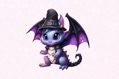 Cute Witchy Dragon Watercolor Sublimation Clipart Product Image 4