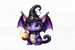 Cute Witchy Dragon Watercolor Sublimation Clipart Product Image 3