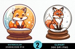 Watercolor Witchy Foxes Artwork Clipart Product Image 1