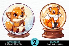 Watercolor Witchy Foxes Exquisite Clipart Product Image 1