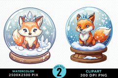 Watercolor Witchy Foxes Exquisite Clipart Product Image 1