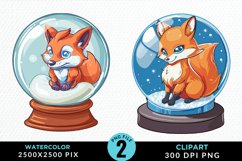 Watercolor Witchy Foxes Exquisite Clipart Product Image 1