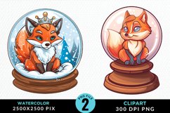 Watercolor Witchy Foxes Exquisite Clipart Product Image 1