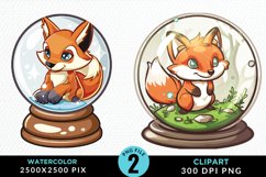 Watercolor Witchy Foxes Artwork Clipart Product Image 1