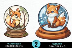 Watercolor Witchy Foxes Artwork Clipart Product Image 1