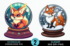 Watercolor Witchy Foxes Exquisite Clipart Product Image 1