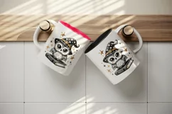 Watercolor wizard owl with pointed hat sitting on magic spellbook book print 20oz tumbler skinny mug wrap clipart t-shirt sublimation printable design