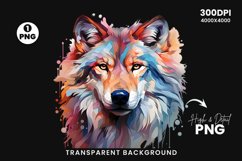 Watercolor wolf illustration sublimation clipart png design Product Image 3