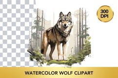 Watercolor wolf Clipart , Animal Sublimation PNG Product Image 1