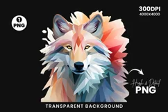 Watercolor wolf illustration sublimation clipart png design Product Image 3