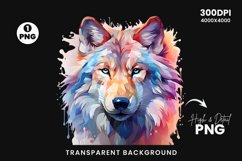 Watercolor wolf illustration sublimation clipart png design Product Image 3