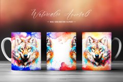 Watercolor Wolf Clipart Mug Wrap Sublimation Background Product Image 1
