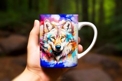 Watercolor Wolf Clipart Mug Wrap Sublimation Background Product Image 2