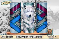 Elegant tumbler wrap featuring a watercolor wolf design with glitter accents