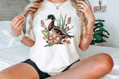 Watercolor Wood Duck in Reeds Flowers Clipart Bundle Product Image 3