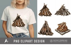 Watercolor Wooden Bonfire Clipart Product Image 1