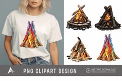Watercolor Wooden Bonfire Clipart Product Image 1