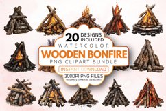 Watercolor Wooden Bonfire Clipart Bundle Product Image 1