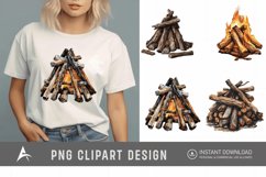 Watercolor Wooden Bonfire Clipart Product Image 1