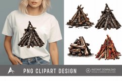 Watercolor Wooden Bonfire Clipart Product Image 1