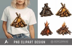 Watercolor Wooden Bonfire Clipart Product Image 1
