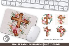Mouse Pad Watercolor Wooden Cross Product Image 1