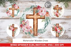 Wind Spinner Watercolor Wooden Cross Product Image 1
