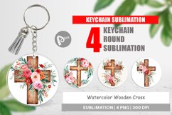 Keychain Watercolor Wooden Cross Product Image 1