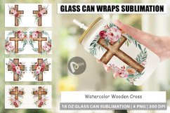 Glass Can Wraps Watercolor Wooden Cross Product Image 1