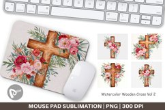Mouse Pad Watercolor Wooden Cross Product Image 1