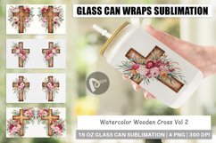 Glass Can Wraps Watercolor Wooden Cross Product Image 1