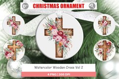 Christmas Ornaments Watercolor Wooden Cross Product Image 1