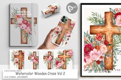 Digital Paper Watercolor Wooden Cross Product Image 1