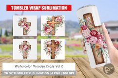 Tumbler Wrap Watercolor Wooden Cross Product Image 1