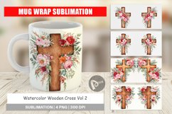 Mug Wrap Design Watercolor Wooden Cross Product Image 1