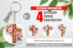Keychain Watercolor Wooden Cross Product Image 1