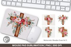 Mouse Pad Watercolor Wooden Cross Product Image 1