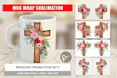 Mug Wrap Design Watercolor Wooden Cross Product Image 1