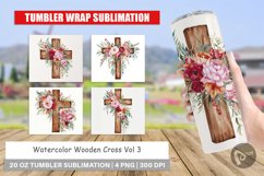 Tumbler Wrap Watercolor Wooden Cross Product Image 1