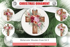 Christmas Ornaments Watercolor Wooden Cross Product Image 1