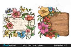 Watercolor Wooden Spring Plaques Exquisite Clipart Product Image 1