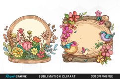 Watercolor Wooden Spring Plaques Exquisite Clipart Product Image 1