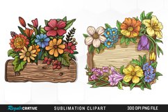 Watercolor Wooden Spring Plaques Exquisite Clipart Product Image 1