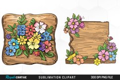Watercolor Wooden Spring Plaques PNG Set Clipart Product Image 1