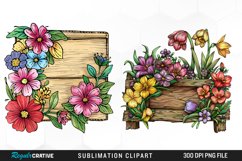Watercolor Wooden Spring Plaques Exquisite Clipart Product Image 1