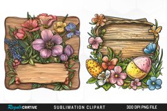 Watercolor Wooden Spring Plaques Exquisite Clipart Product Image 1