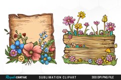 Watercolor Wooden Spring Plaques Exquisite Clipart Product Image 1