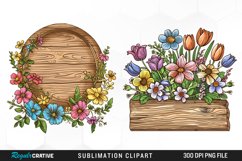 Watercolor Wooden Spring Plaques Exquisite Clipart Product Image 1