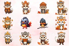 Watercolor Woodland Animals in Autumn Attire Clipart Bundle Product Image 2